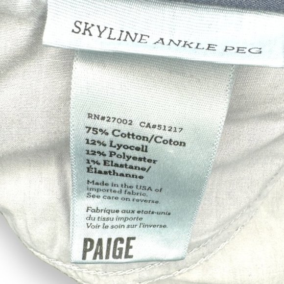 WOMEN'S PAIGE SKYLINE ANKLE PEG JEANS SIZE 28 - Picture 8 of 9